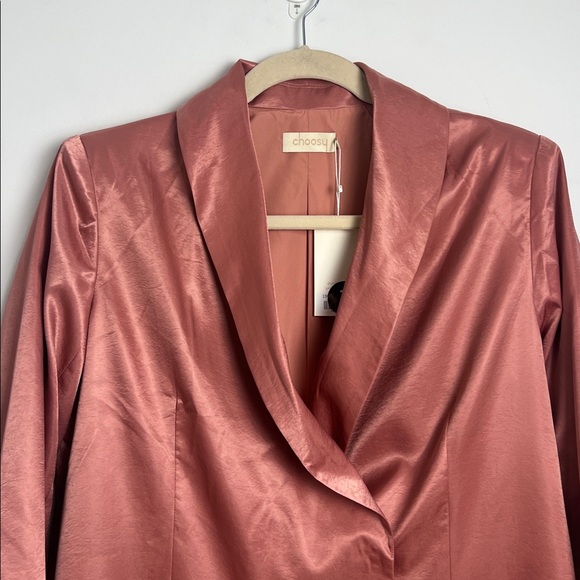 NEW Women's Choosy Sunset Vibes Pink Satin Double Breasted Coat Dress Size 16 - Picture 6 of 15
